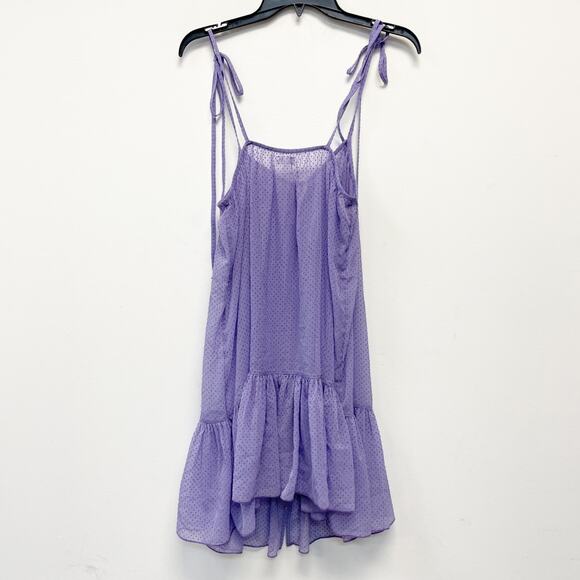 Aerie Women's Purple Swiss Dot Button-Front Mini Dress Size Small - Picture 3 of 3